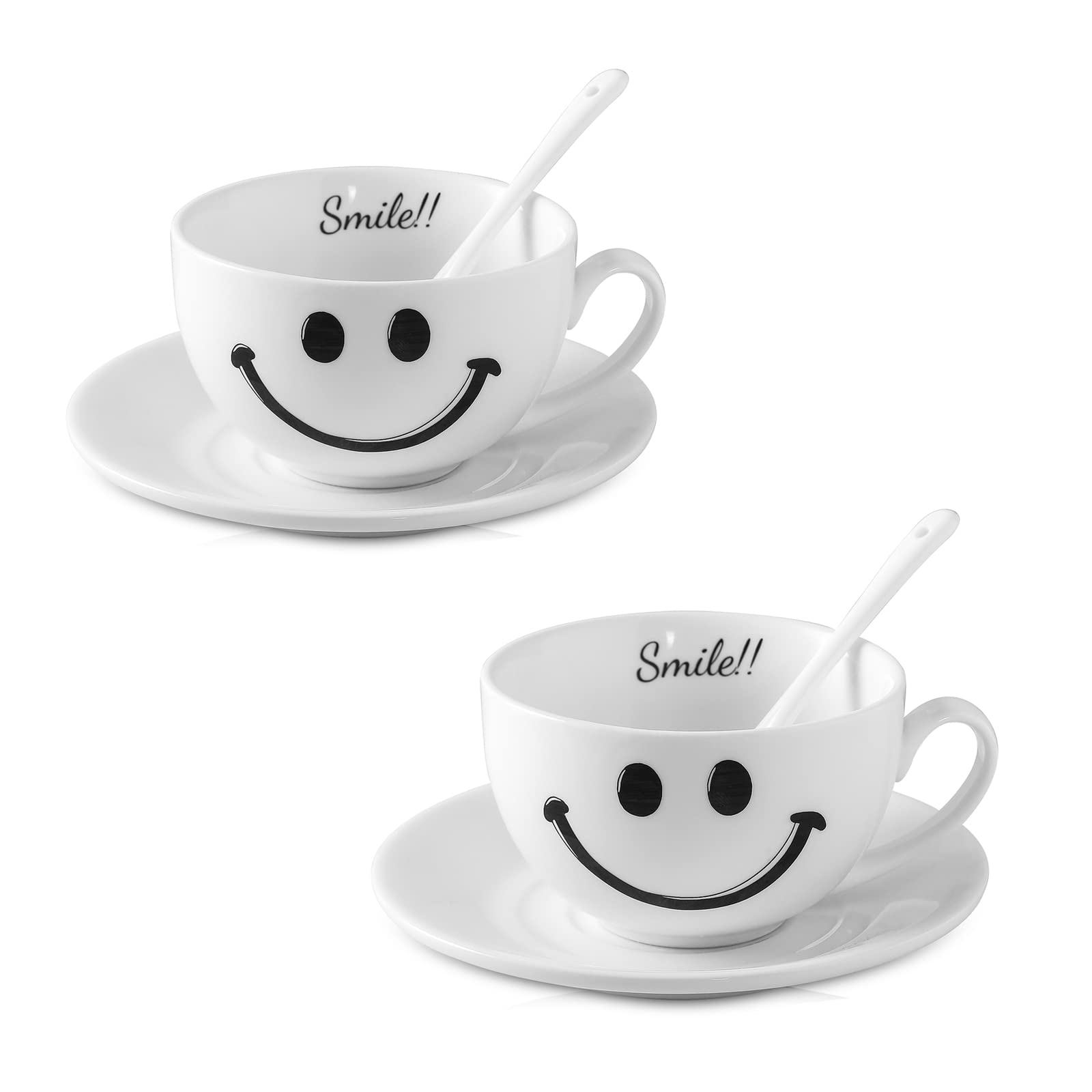 Buy ZONEYILA Porcelain Cappuccino Cups with Saucers 8 Ounce Coffee