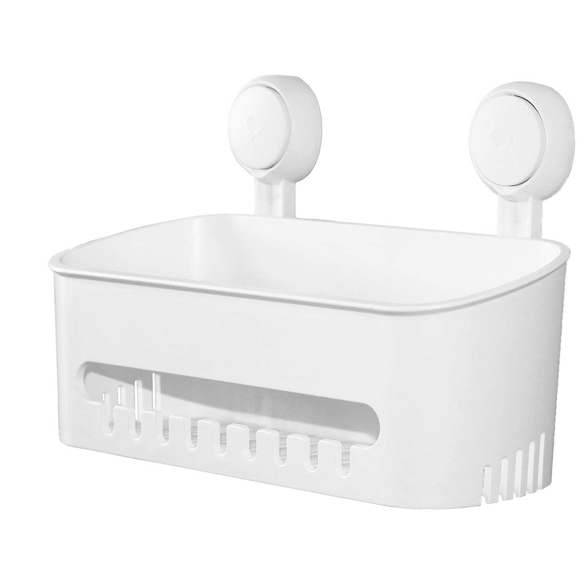 SunHorde Plastic Shower Caddy Suction Cup Shower Organizer Basket Bath Shelf, Strong Suction Power Bathroom Caddies with Fence Hooks, Kitchen Rack, Waterproof, Oilproof, Reusable, for Shampoo, Gel