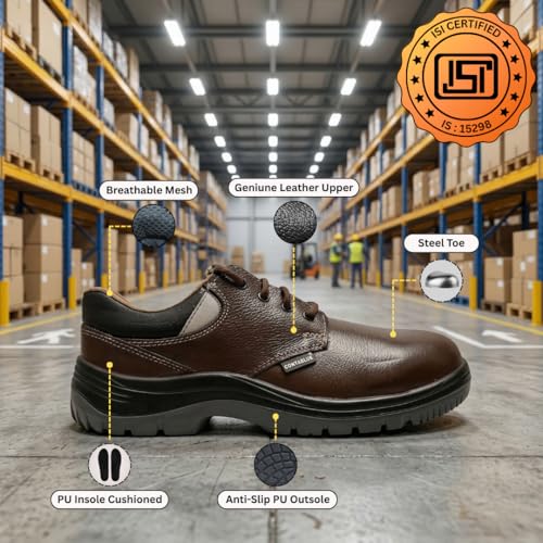 Image of Contablue W202 Special Edition Men's Sporty Safety Shoe, Black Tango Leather, Steel Toe Shock Resistant Shoe, Chemical & Oil Resistant Shoes, ISI Marked with is:15298 with CE Certified