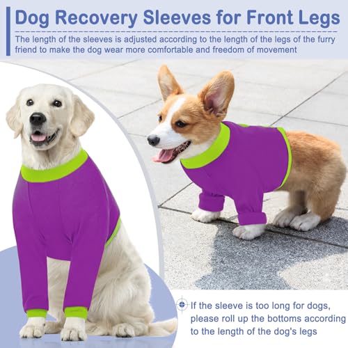 Image of KOESON Dog Recovery Sleeve for Front Legs, Soft Pet Recovery Suit After Surgery, Adjustable Dog Leg Elbow Protector, Pet Wound Care Shirt to Stop Licking, E-Collar Cone Alternative, Purple 2XL
