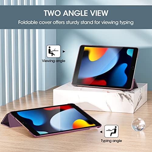Image of ProCase for iPad 9th / 8th / 7th Generation Case 10.2 Inch (2021 /2020 /2019 Release), 10.2 iPad Case 9th / 8th / 7th Gen Cover, Slim Smart Cover with Translucent Hard Shell Back -Purple