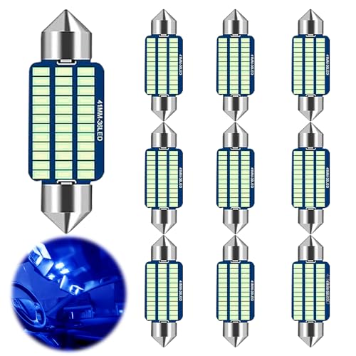 Luces Led Coche, 41MM LED Interior Coche,10 pcs Luces Led para Coche, Luz Matricula Coche, Luces LED Coche Interior, Led para coche interior se adapta a la mayoría de los coches de 12 V, Azul Hielo