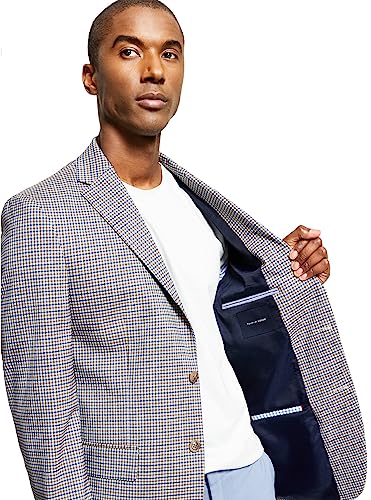 Tommy Hilfiger Mens Check Print Suit Separate Two-Button Blazer Brown 38R4