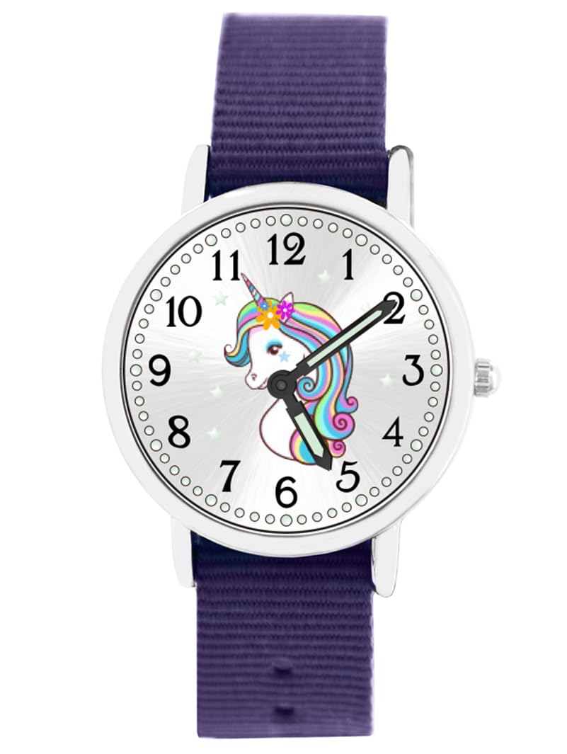 Orologio da polso per bambine e ragazzi, con unicorno, impermeabile, 5 ATM, colore viola, viola.