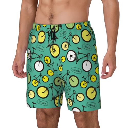 Bicycle Pattern Funny Men's Swim Trunks Board Shorts Quick Dry-2