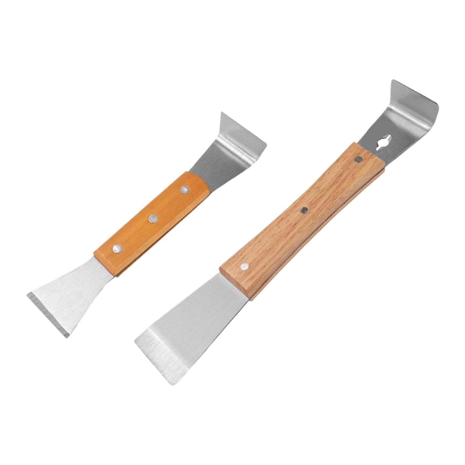 Yjcnelcr Wooden Handle Metal Scraping Puller Wooden Board Removal Extractor Home Woodworking Stainless Steel Pry Rod Scraping Flat Rustproof Steel Collector