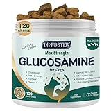 Glucosamine for Dogs, Hip and Joint Supplement for Dogs with Chondroitin, MSM, Turmeric, Omega-3 & Calcium, Dog Glucosamine Supports Pain Relief, Mobility & Comfort, Chicken Flavor, 120 Soft Chews