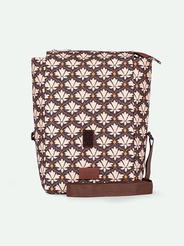 Image of ZOUK Bidri Kaiser Motif Printed Black and White Insulated Roll up Lunch Bag,Cotton,7 Litres