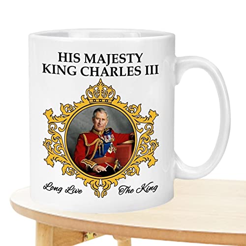 Xiaolan König Charles III Kaffeetasse | Celebrate British King Mug 2022 Ehemaliger Prinz Charles | The King of Great Britain Kaffeebecher für Geschenke, Souvenirs, 350 ml Cover