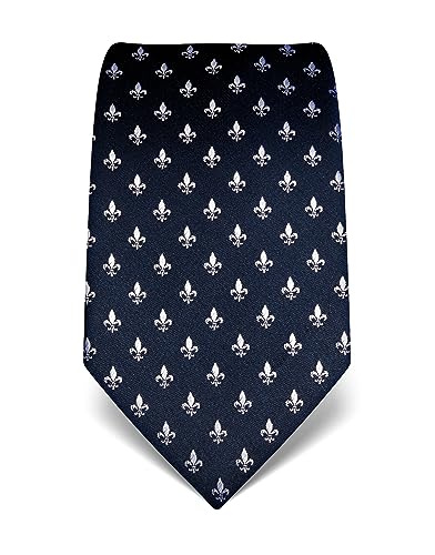 Vincenzo Boretti Corbata de hombre en seda pura, flor de lis azul oscuro
