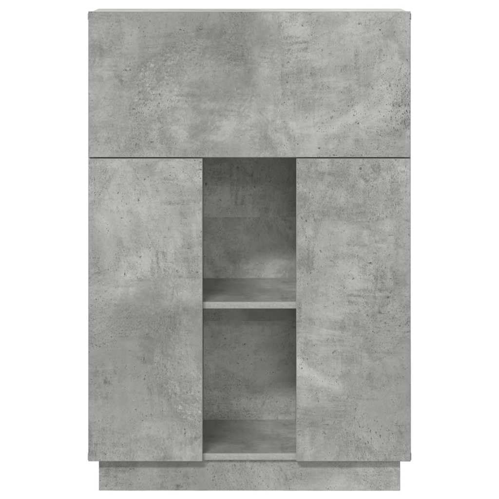Scrivania Porta PC con Ripiani e Anta 71,5x31,5x106,5 cm Grigio | Mobile scrittoio compatto in legno ingegnerizzato grigio cemento per studio, camera da letto e piccoli spazi.