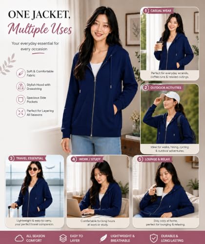 Image of ADBUCKS Women's Cotton Winter Jacket Sweatshirts Casual Drawstring Clothes Zip Up Hoodie With Front Pocket Ii Womens Hoodies Ii Womens Jacket Ii Winter Sweater Hoodie For Women & Girls