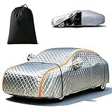 【Utilisation toute l’année, protection UV et rangement facile】 Choisissez la taille adaptée à votre véhicule pour un ajustement parfait. La housse se plie et se transporte facilement, offrant une protection toute l’année : elle bloque les rayons UV pour prévenir le vieillissement de l’intérieur, réduit la chaleur à l’intérieur en été, empêche le givre en hiver, et protège contre la pluie, la poussière, la grêle et les frottements.