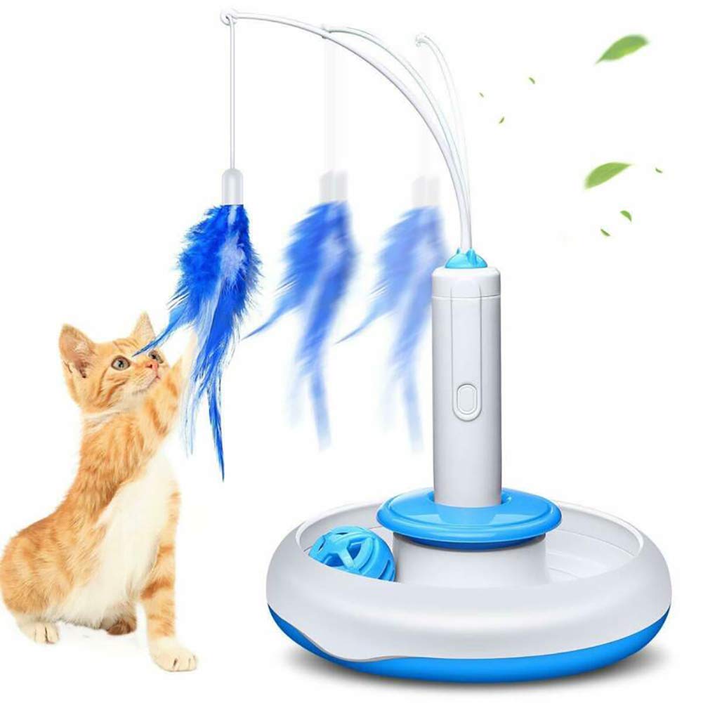 Jouet Interactif D'intérieur Pour Chat Jouets Électriques De Plumes De Chat Avec Plume Rotative À 360 ° Et Boule De Sonnerie Bâton De Chat De Taquinerie Automatique Pour La Chasse Au Chaton Chat