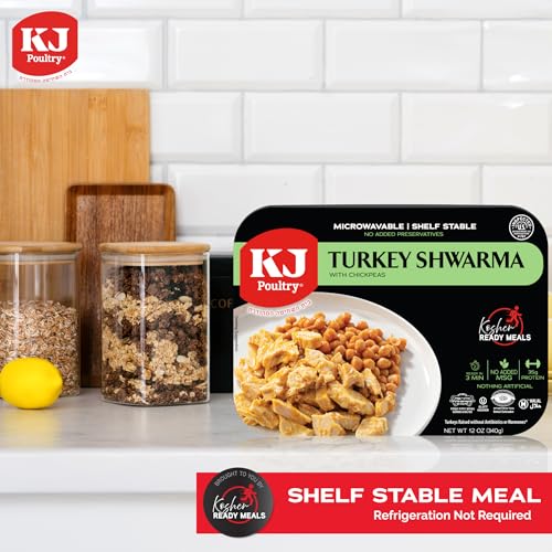 Image of KJ Poultry Kosher Ready Meals - Turkey Shwarma, MRE Meat Meals Ready to Eat, Gluten Free, Halal, (1 Pack) Prepared Entree Fully Cooked, Shelf Stable Microwave Dinner, Travel, Military, Camping
