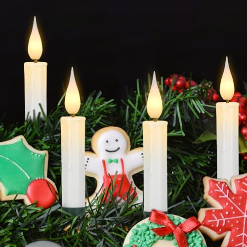 Image of GenSwin Christmas Tree Flameless Candles, 10 Pcs Clip on for Christmas Trees, LED Candles with Remote Timer Battery Operated