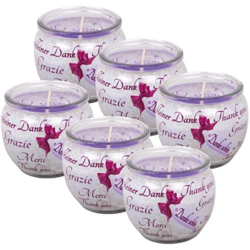 HS Candle Duftkerzen Sprüche 6er Pack im Glas, lange Brenndauer und angenehmer Duft (Danke Schön) Cover
