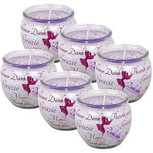 HS Candle Duftkerzen Sprüche 6er Pack im Glas, lange Brenndauer und angenehmer Duft (Danke Schön)