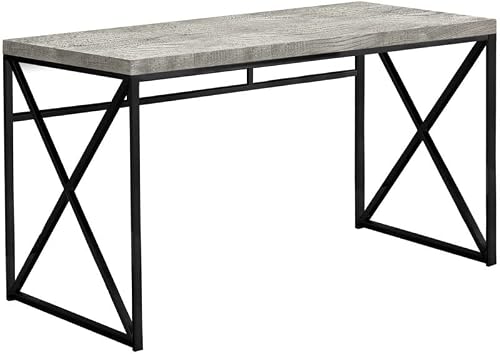 Monarch Specialties 7451 Computer Desk, Home Office, Laptop, Work, Laminate, Contemporary, Modern Desk-48, 47.25" L x 23.75" W x 29.75" H, Grey Reclaimed Wood-Look/Black Metal