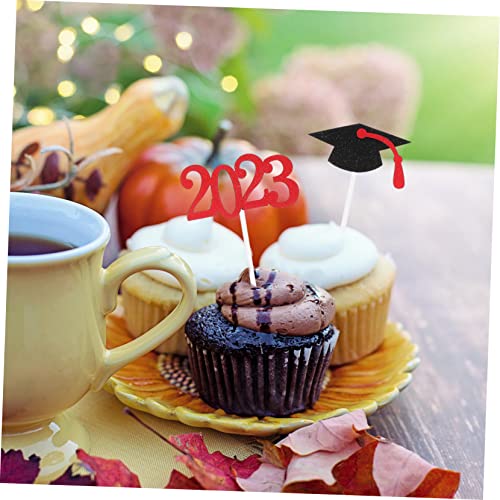 Didiseaon 72 Pçs 2023 Palitos De Brilho Tampa Bolos De Sobremesa Palhetas De Decoração Chapéus Bolo
