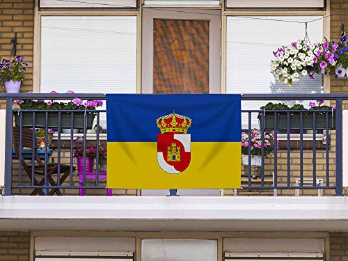 Oedim Bandera de Villanueva de la Reina Sin Palo | 150x85cm | Reforzada y con Pespuntes | Bandera con 4 Lazos y Resistente al Agua