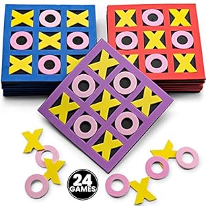 Tic Tac Toe Game (Pack of 24) 5″x5″ Foam Tic-Tac-Toe Mini Board Game – Bulk Toys for Kids, Birthday Party Favors, Birthday Goody Bag Stuffers, Classroom Prizes & Occupational Therapy