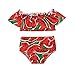 GOUWUCHE Baby Mädchen Zweiteiliger Badeanzug Rüschen Off Shoulder Bikini Set Strandmode Bademode süßer Aufdruck Badebekleidung Outfits Sommer Beachwear Urlaub Party Kleidung, rouge, 100