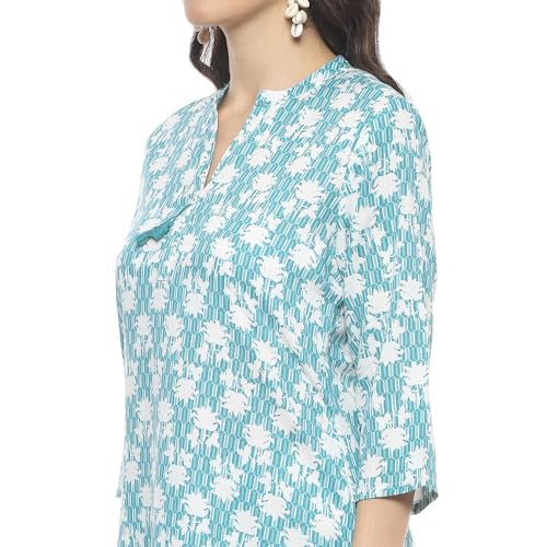 Image of Rangriti Sea Blue Rayon Staight Kurta for Women