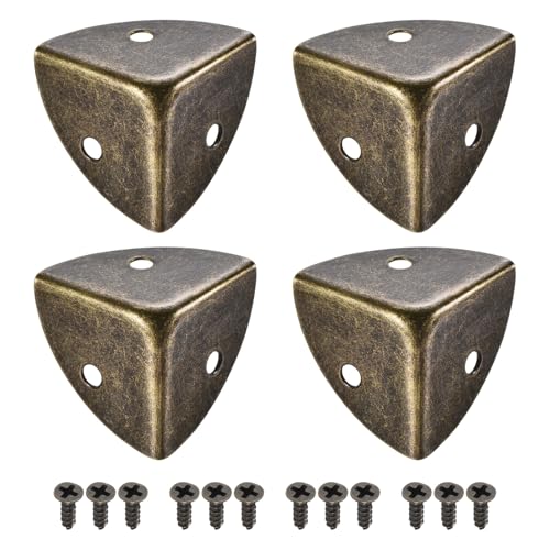Image of uxcell 30x30x30mm Metal Box Corner Protectors Edge Guard Iron Bronze Tone 10pcs for Table Corners and Desk Corners