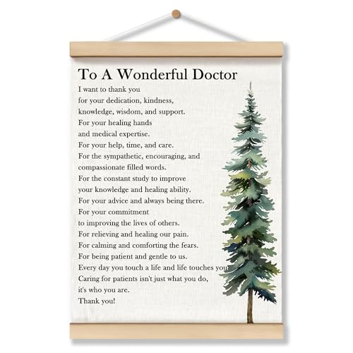 OFJE To A Wonderful Doctor I Want to Thank You Quotes Poster Hanger Frame, Doctor Appreciation Gift Wall Decor Poster with Wooden Frames, Inspirational Wall Hanging Decor for Home Office,12x16 Inch