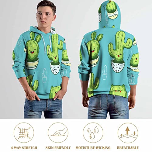 Sweat à capuche cactus vert avec impression 3D thermique et douce - 7