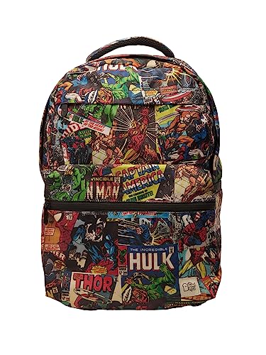 Image of The Souled Store Marvel: Mightiest Heroes Backpacks | 19.47L Rugged Cotton Canvas Laptop Bag | 15.5 Inch Tech Sleeve & Luggage Strap | Premium Avengers Edition Travel & College Rucksack