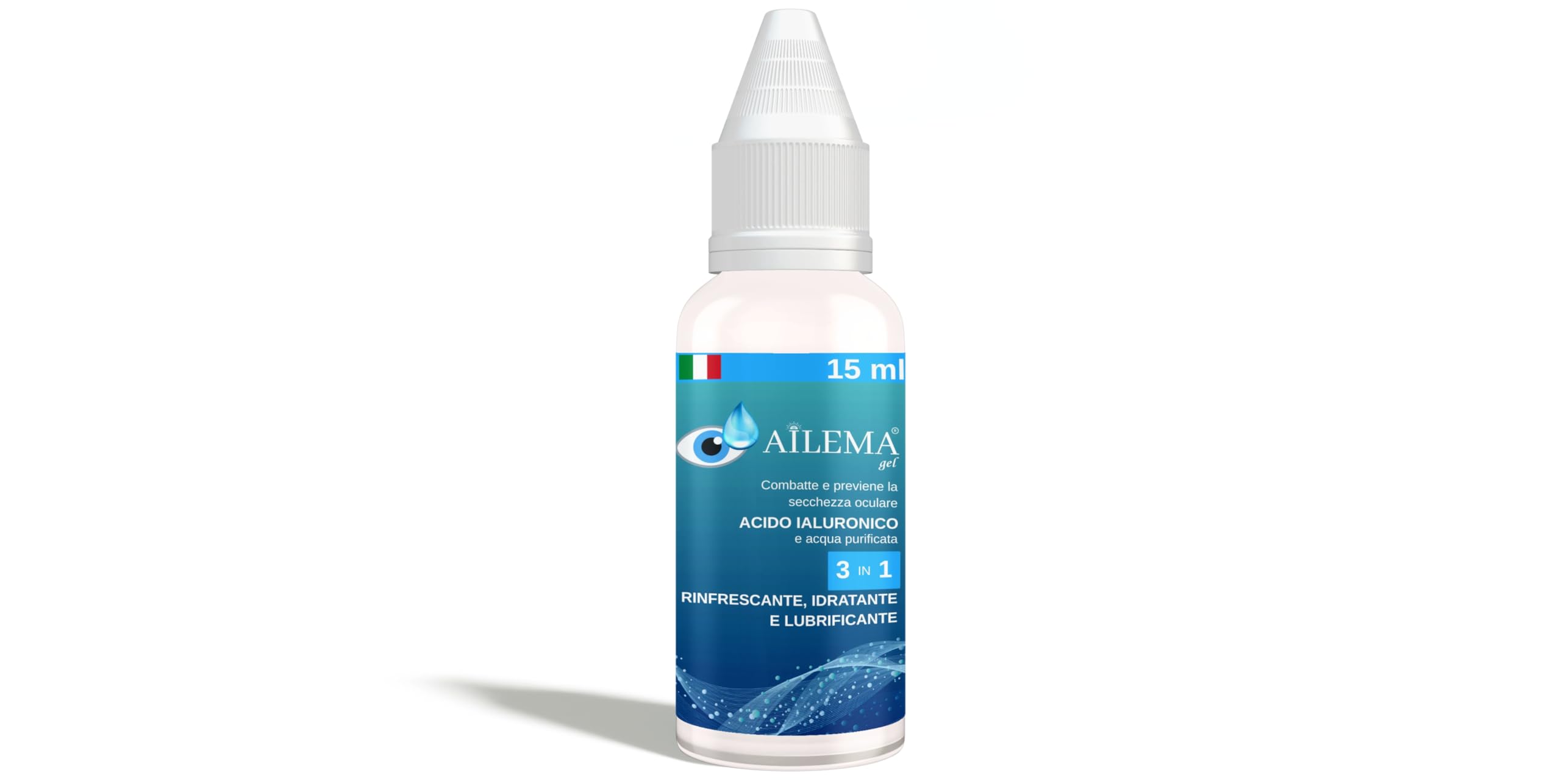 Collirio Umettante con Acido Ialuronico Maxi Formato 15 ml | 3 in 1: Lubrificante, Rinfrescante e Drenante | Sollievo Immediato per Occhi Secchi e Irritati | Uso Quotidiano |Effetto Immediato