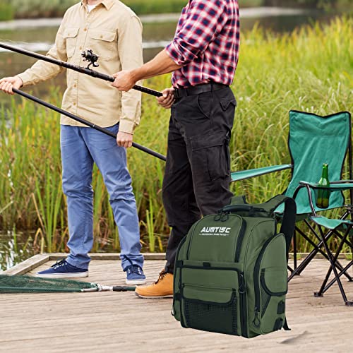 AUMTISC Fishing Tackle Bag Backpack for Men with 4 Tackle Boxes, 2 Rod Holder, Rain Cover, Large Fishing Equipment Gear Bags for Camping, Hiking - Thumbnail 2