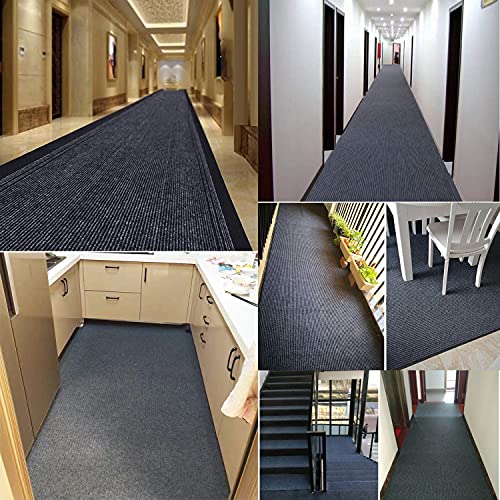 Nisorpa Commercial Grade Door Floor Mat 3' x 10' Brush Step Entrance Mat Slip Skid Entrance Mat with PVC Backing Home Office Hotel Corridor Indoor Outdoor Runner Rugs Corridor Floor Carpet, Grey