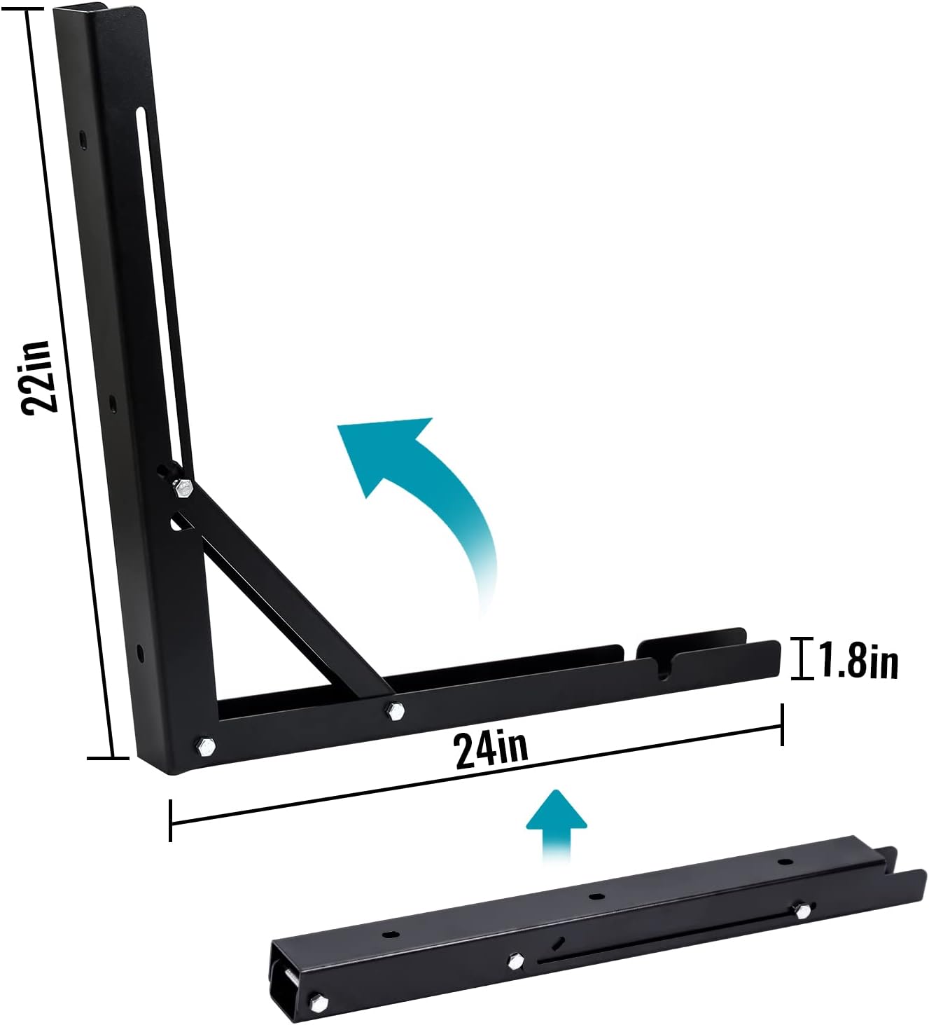 24'' Foldable Triangle Bracket 2 Pack Shelf Brackets DIY Heavy Duty Triangle Bracket Max Load 500 lb Space Saving Folding Shelf