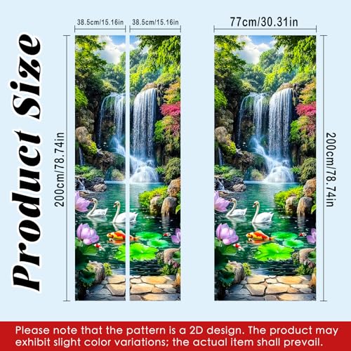 Image of Nuxovilar Swan Pond Door Stickers Peel Stick PVC 30.3x78.7 Inches
