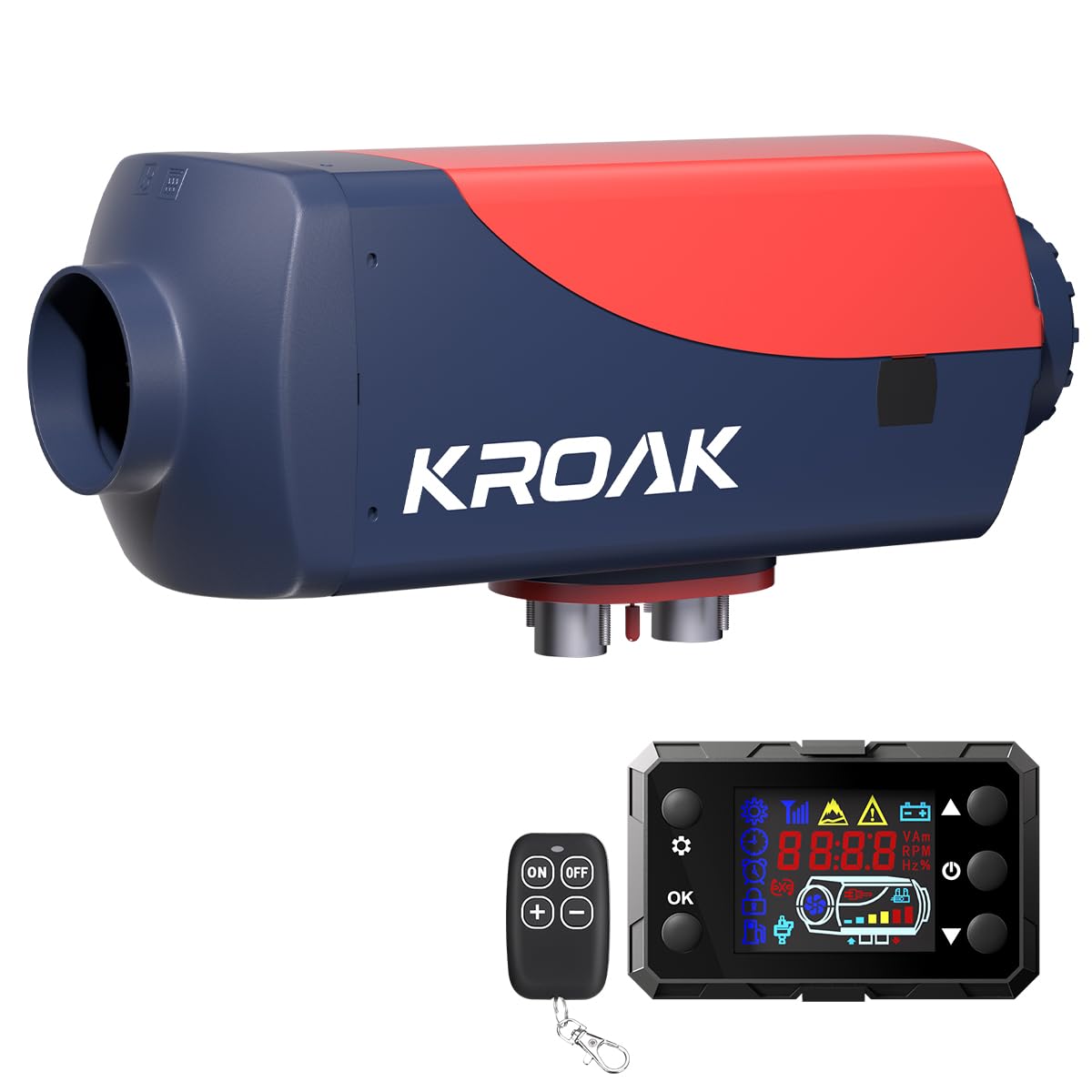 KROAK Chauffage diesel 12 V 8 kW avec télécommande écran LCD réservoir 10 L