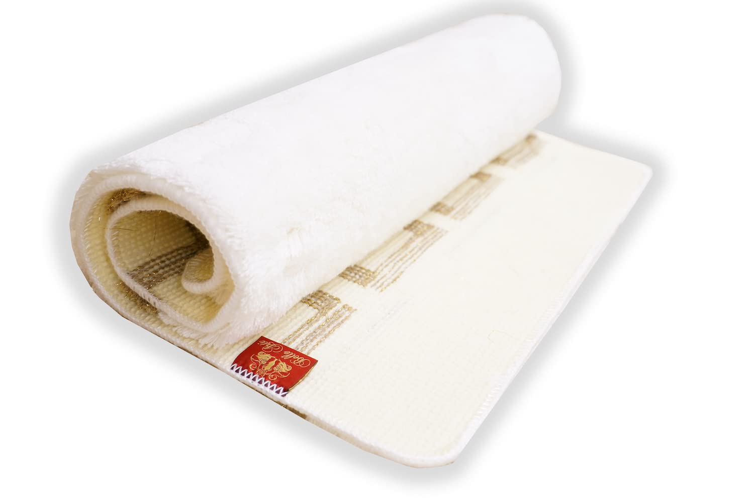 Luxe badmat, badkamertapijt, douchemat, badmatset, 2-delig, in zwart en goud, meanderpatroon, 100% acryl, antislip, wasbaar, pluizige vloerverwarming, zwart, set van 2