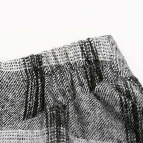 Image of IDEALSANXUN Women's Fall Winter High Waisted Wool Plaid A-line Long Skirt
