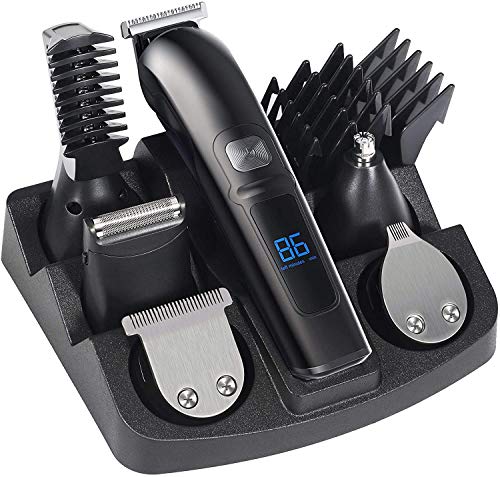 Beard Trimmer Men Hair Clippers Professional All in One Beard and Nose Hair Trimmer Rechargeable, 11 in 1 Hair Grooming Kit for Mens Hair Trimmer Body Face Ear Cordless Waterproof LED Display