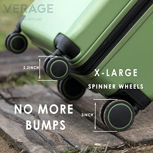 Image of VERAGE Carry On Luggage with X-Large Spinner Wheels, Expandable Hardside Travel Luggage,Rolling Suitcase TSA Approved (20- Inch, Green), Green, Carry-On 20-Inch, Hardshell Luggage