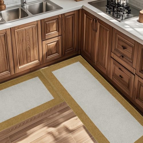 Image of Machine Washable Runner Rugs Set of 2, (24 inch x 36 inch+ 24 inch x 60 inch), Non Slip Kitchen Mats for Floor, Absorbent Entryway Rug for Kitchen, Bedroom, Hallway, Bathroom, Door (Roll Packing)