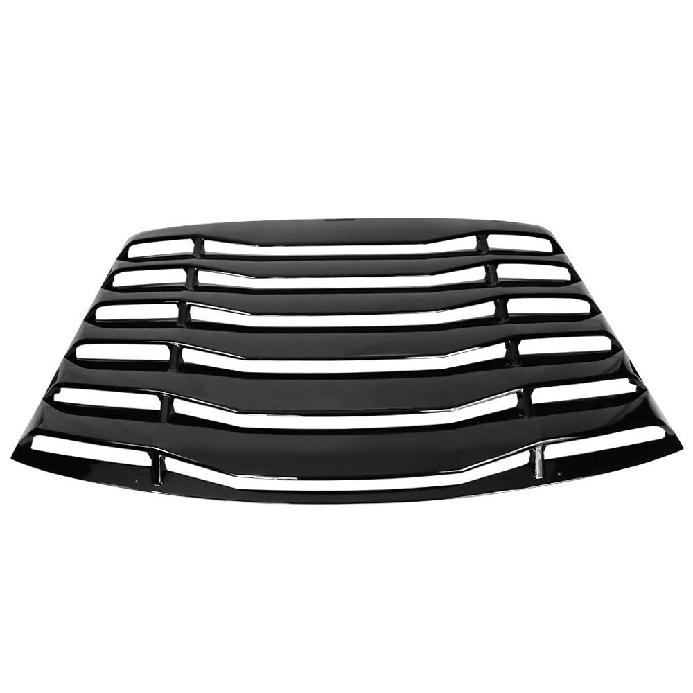 IKON MOTORSPORTS, Rear Window Louver Compatible with 1999-2004 Ford Mustang, IKON Style Gloss Black Rear Sun Shade Windshield Cover Guards, 2000 2001 2002 2003