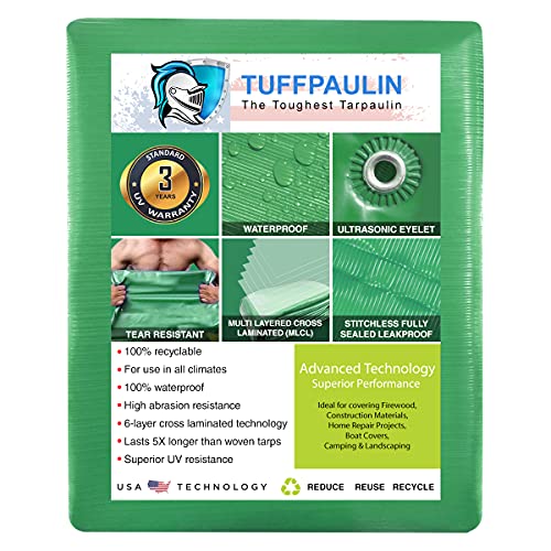 Image of TUFFPAULIN 9FT X 6FT 150 GSM Green Heavy Duty Tarpaulin Tirpal