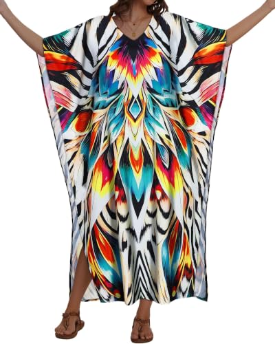 Image of Kaftan Dresses for Women V Neck Caftan Batwing Sleeve Swimsuit Cover Up