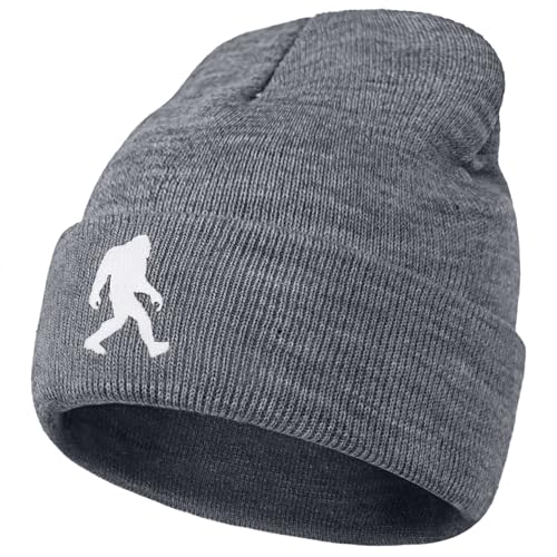 Image of Bigfoot Beanie for Men - Sasquatch Hat Winter Knit Cuffed Beanie for Women - Bigfoot Gifts for Christmas & New Year