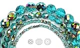 3mm (135) Aqua Vitrail coated, Czech Fire Polished Round Faceted Glass Beads, 16 inch strand