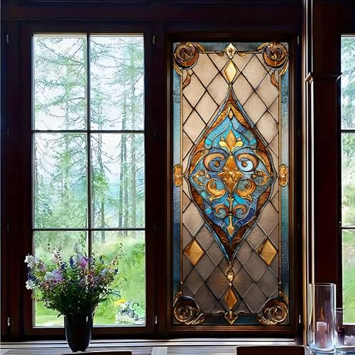 Vinilo decorativo estilo vidrio vitral de 17.5x39.4 pulgadas miniatura 4