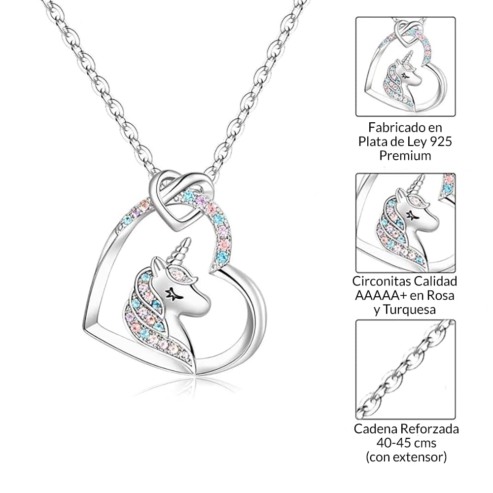 Regalo Niña 10 Años, Colgante De Unicornio, Regalos Niña 7, 8, 9, 10, 11, 12 Años, Collar Niñas Plata De Ley, Regalo Original Para Niñas, Navidad, Reyes